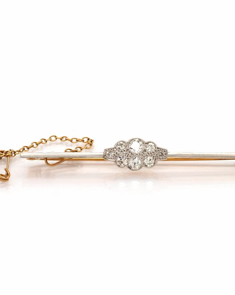 Ogden of Harrogate Jewellery A Gold, Platinum and Diamond Bar Brooch