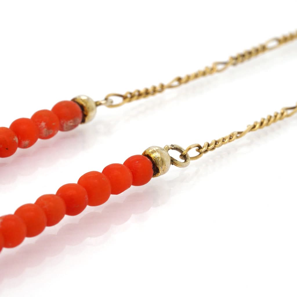 Ogden of Harrogate Jewellery A Graduated Coral Bead and Silver Chain Necklace