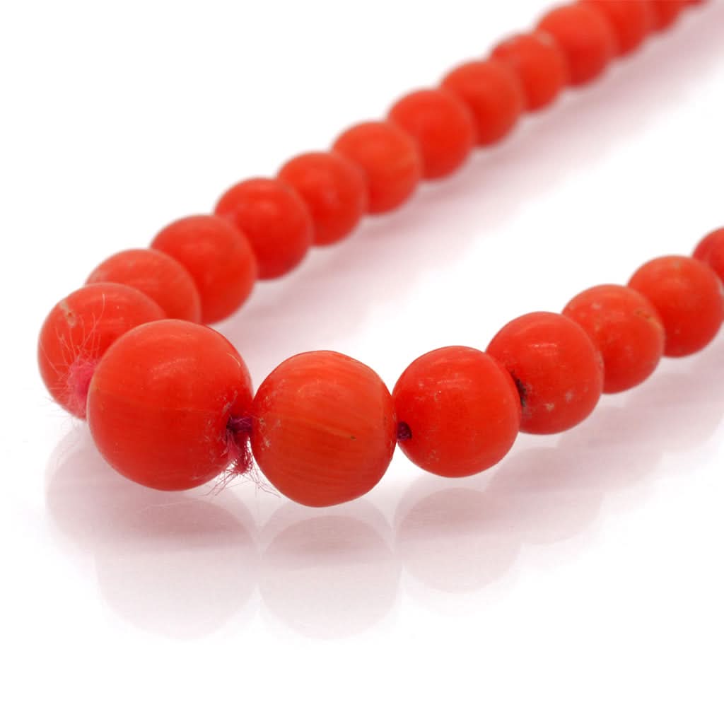 Ogden of Harrogate Jewellery A Graduated Coral Bead and Silver Chain Necklace
