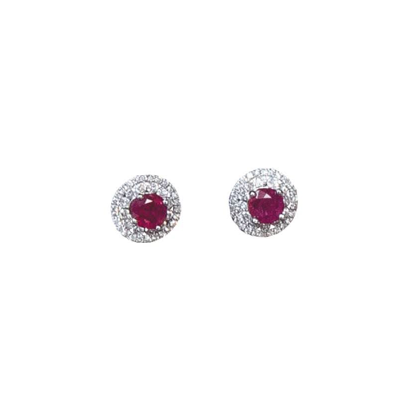 Ogden of Harrogate Jewellery A pair of 18ct white gold, ruby and diamond cluster earrings, 1.10cts