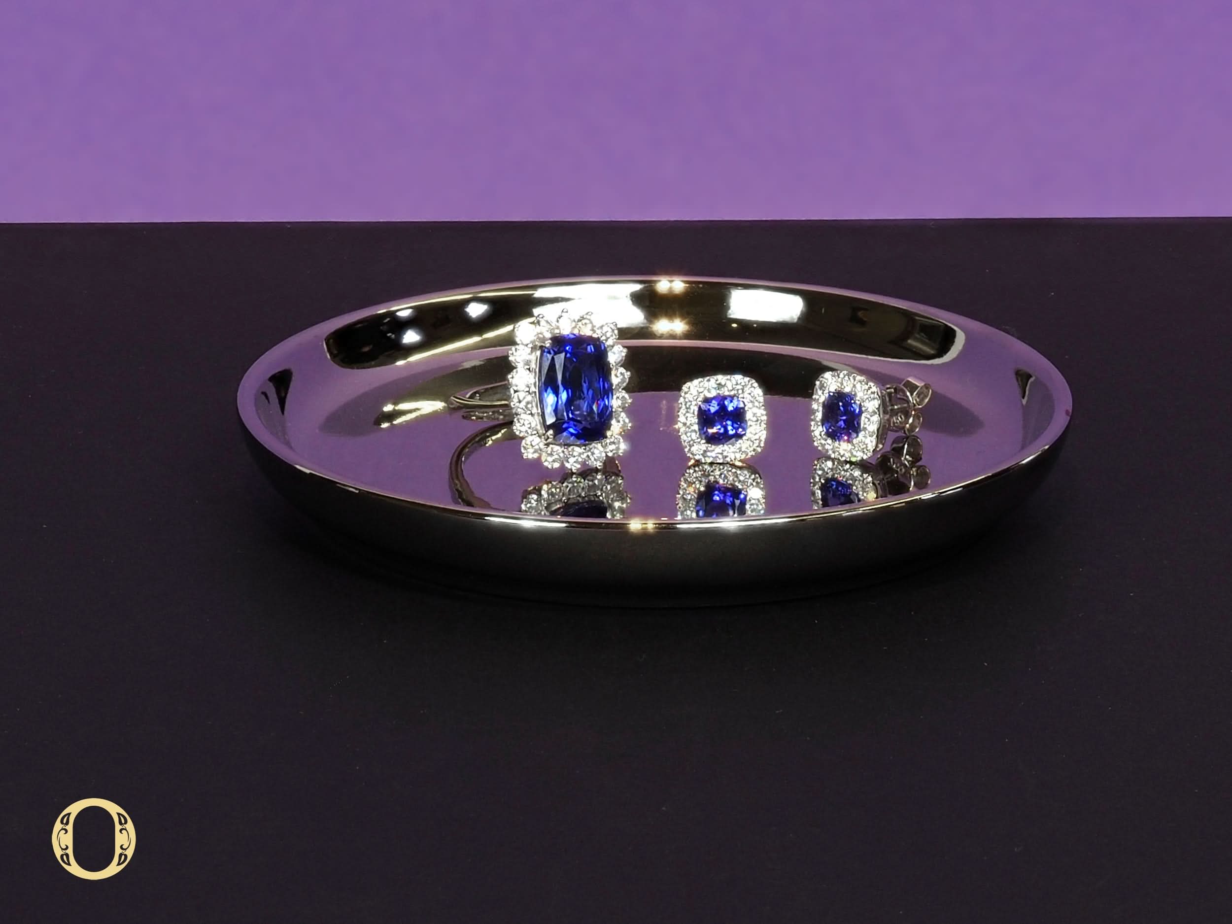 Ogden of Harrogate Jewellery A Pair of 18ct White Gold, Tanzanite and Diamond Cluster Earrings