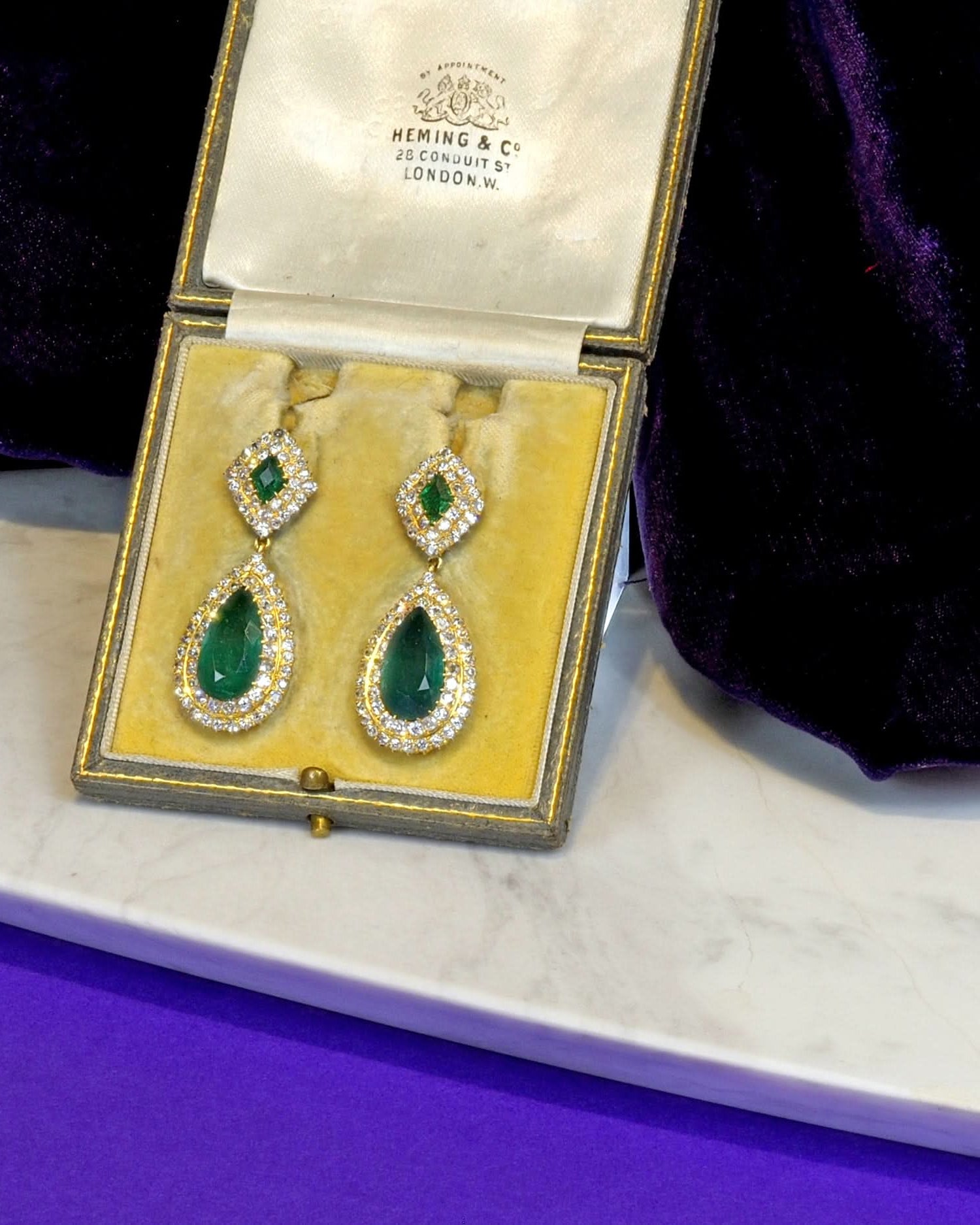 Ogden of Harrogate Jewellery A Pair of Fine Colombian Emerald Pendant Earrings, Circa 1910