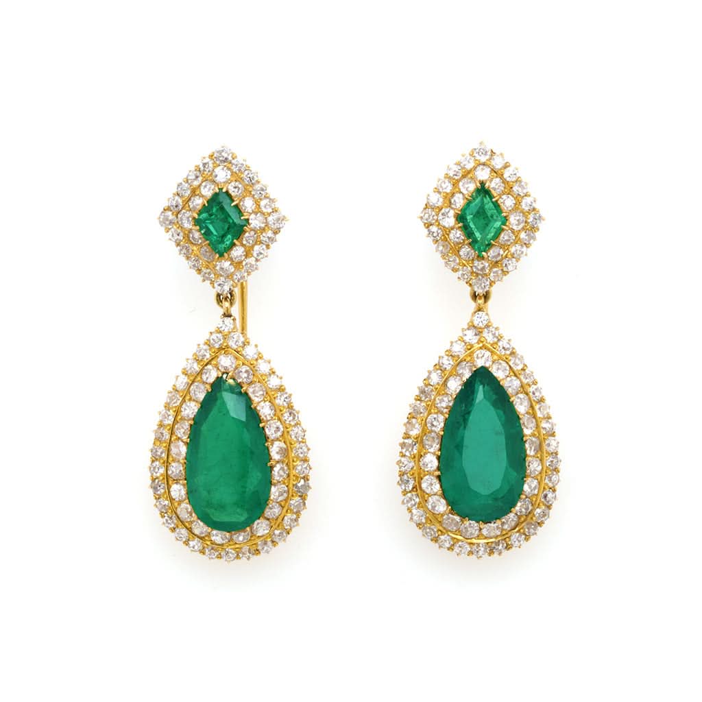 Ogden of Harrogate Jewellery A Pair of Fine Colombian Emerald Pendant Earrings, Circa 1910