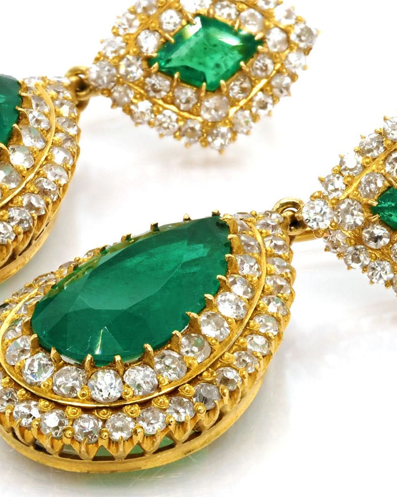 Ogden of Harrogate Jewellery A Pair of Fine Colombian Emerald Pendant Earrings, Circa 1910