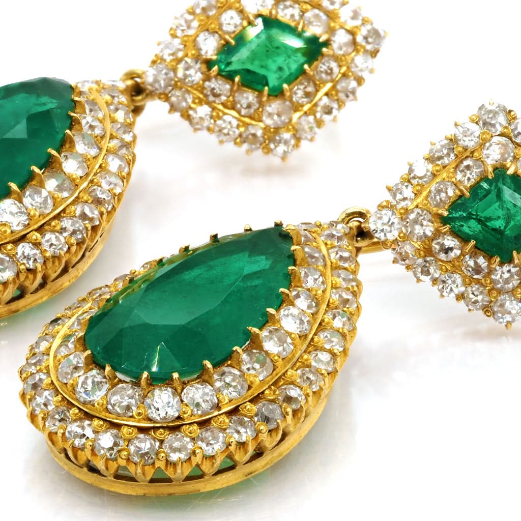 Ogden of Harrogate Jewellery A Pair of Fine Colombian Emerald Pendant Earrings, Circa 1910