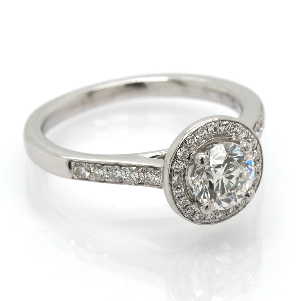 Ogden of Harrogate Jewellery A Platinum Diamond Halo-Set Ring