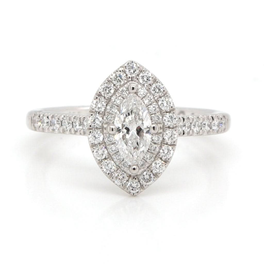 Ogden of Harrogate Jewellery A Platinum Marquise Cut Diamond Cluster Ring