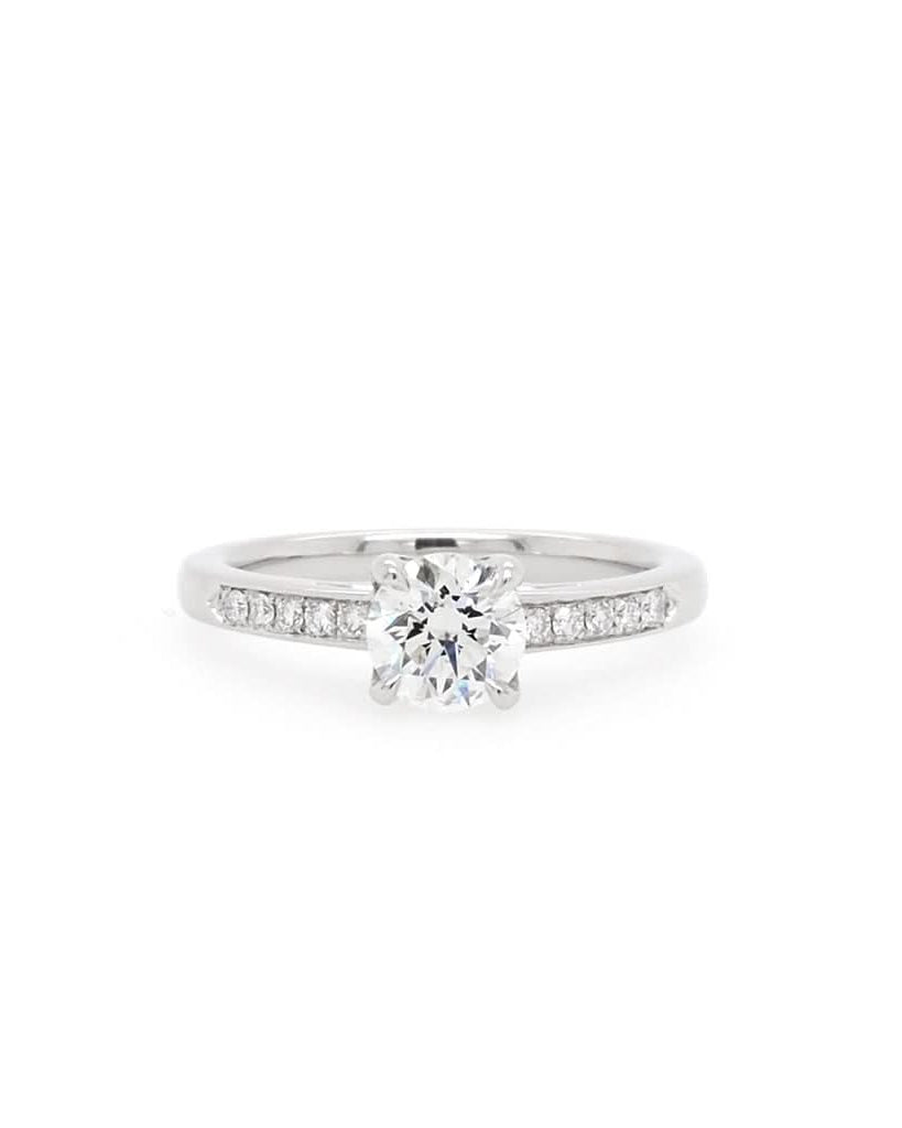 Ogden of Harrogate Jewellery A platinum, single stone, brilliant cut diamond ring wth diamond shoulders 1.00cts