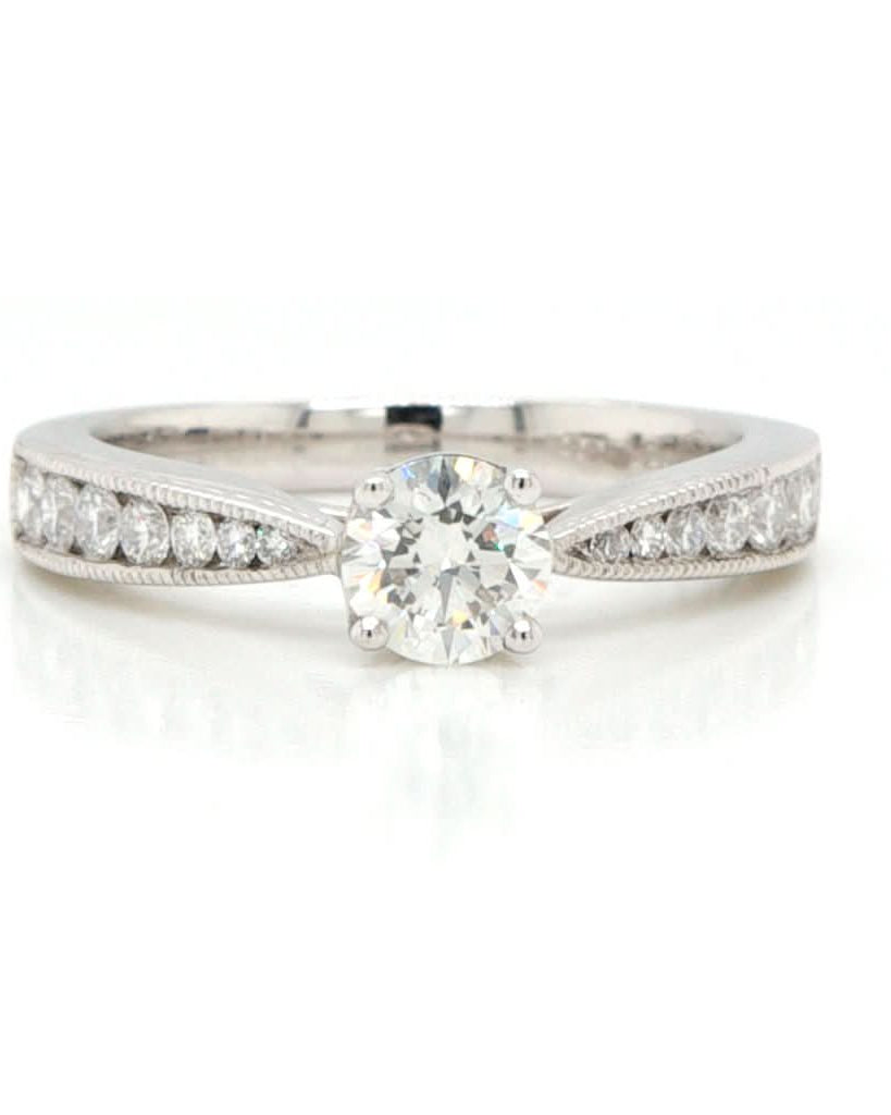 Ogden of Harrogate Jewellery A Platinum Single Stone Diamond Ring with Diamond-set Shoulders, 0.51cts