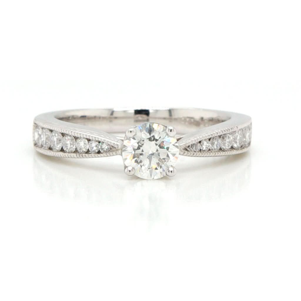 Ogden of Harrogate Jewellery A Platinum Single Stone Diamond Ring with Diamond-set Shoulders, 0.51cts