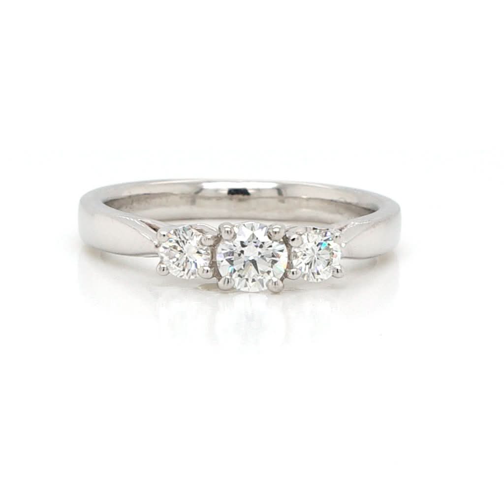 Ogden of Harrogate Jewellery A Platinum Three Stone Diamond Ring, 0.67cts total weight