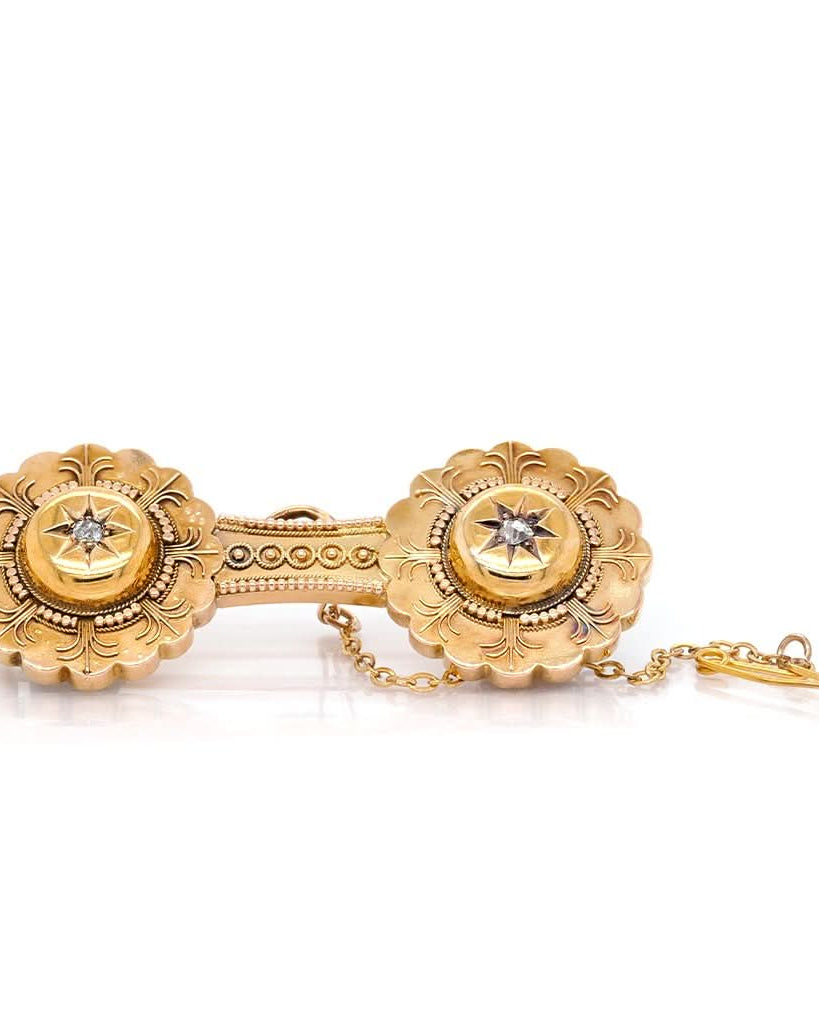 Ogden of Harrogate Jewellery A Victorian 15ct Yellow Gold Dumbbell Shaped Brooch