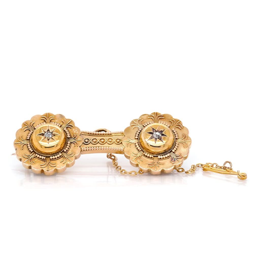 Ogden of Harrogate Jewellery A Victorian 15ct Yellow Gold Dumbbell Shaped Brooch