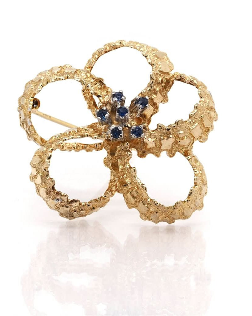Ogden of Harrogate Jewellery A Vintage 9ct Gold, Sapphire Ribbon Brooch