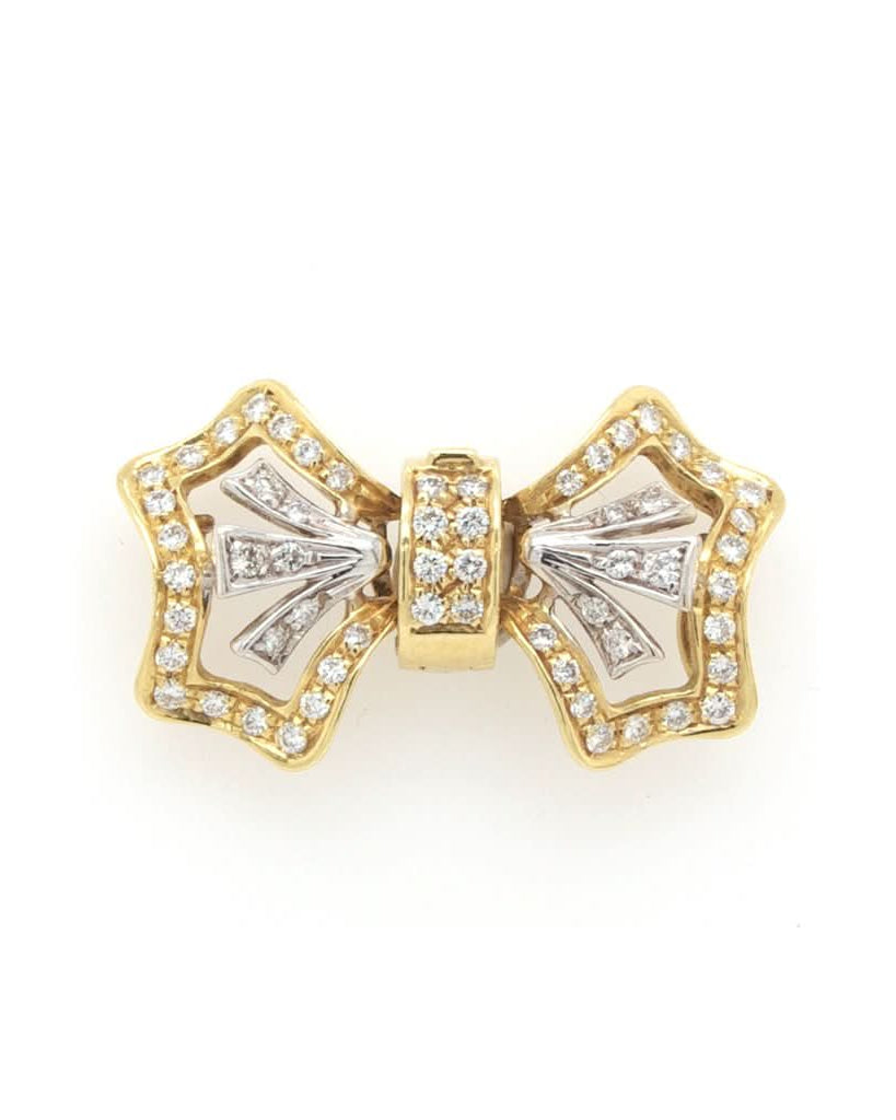 Ogden of Harrogate Jewellery An 18ct Gold and Diamond-set Bow Clasp
