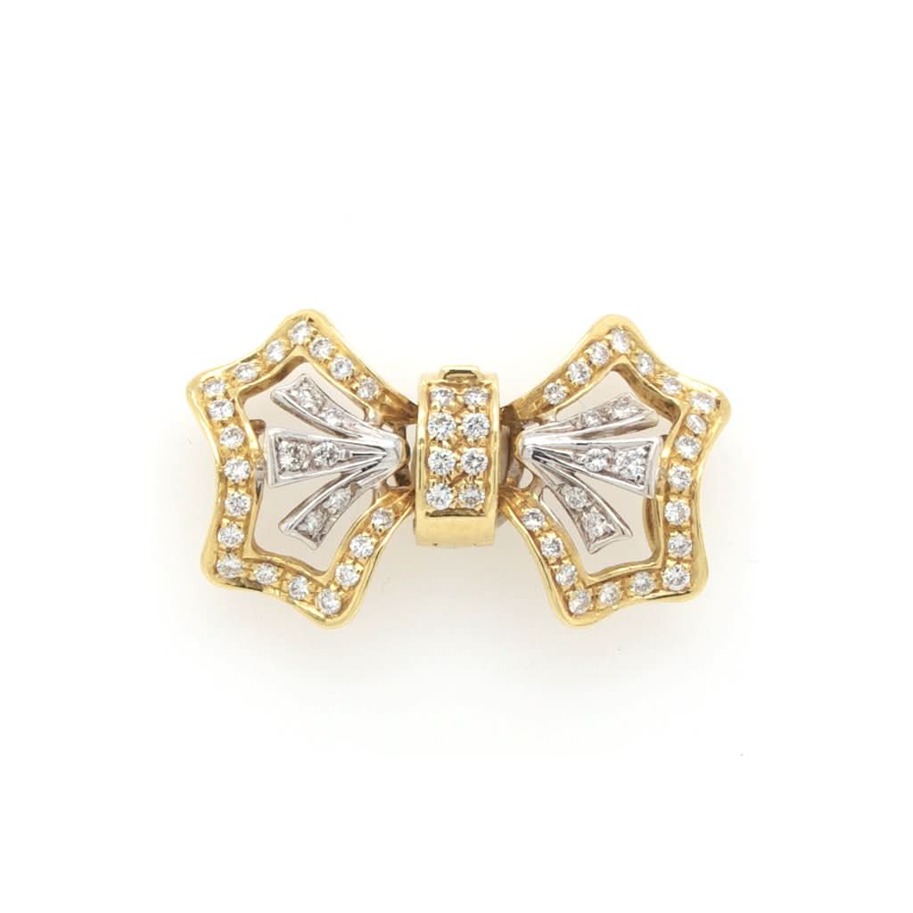 Ogden of Harrogate Jewellery An 18ct Gold and Diamond-set Bow Clasp