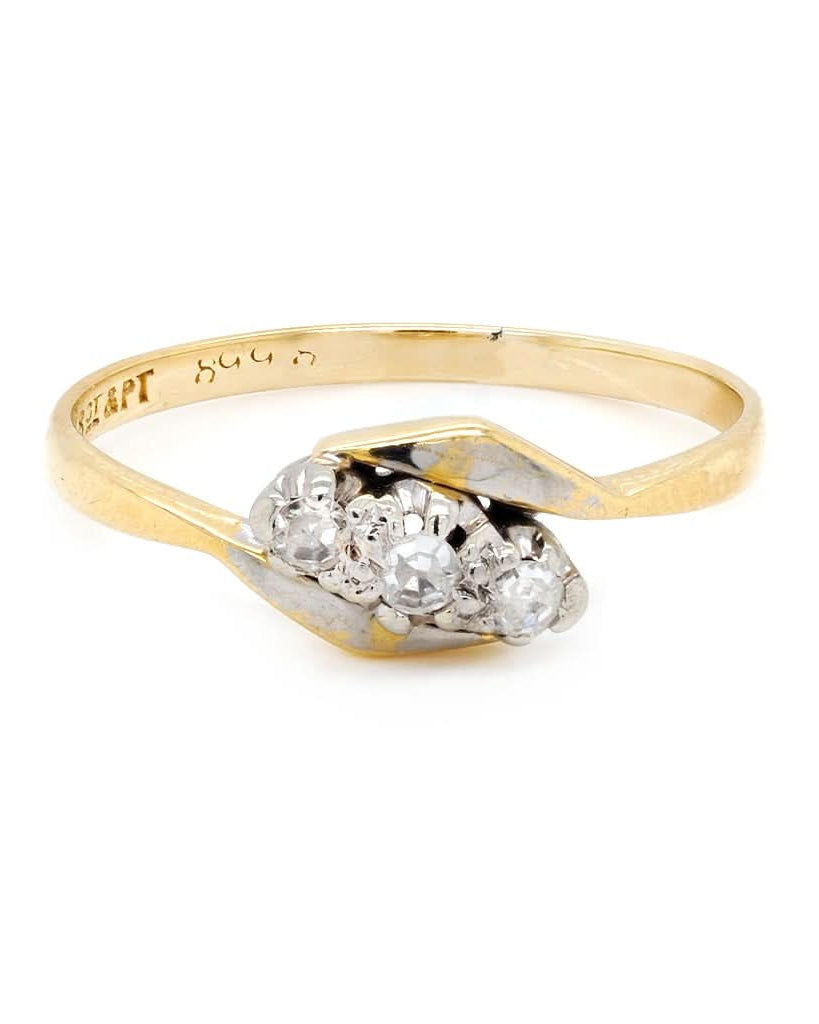 Ogden of Harrogate Jewellery An 18ct Gold and Platinum Diamond Three Stone Twist Ring