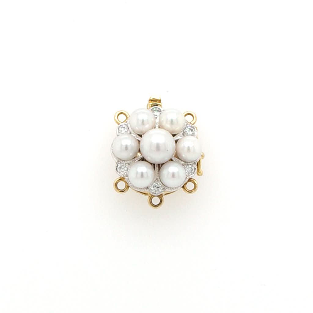 Ogden of Harrogate Jewellery An 18ct Gold, Pearl and Diamond Cluster Pearl Clasp