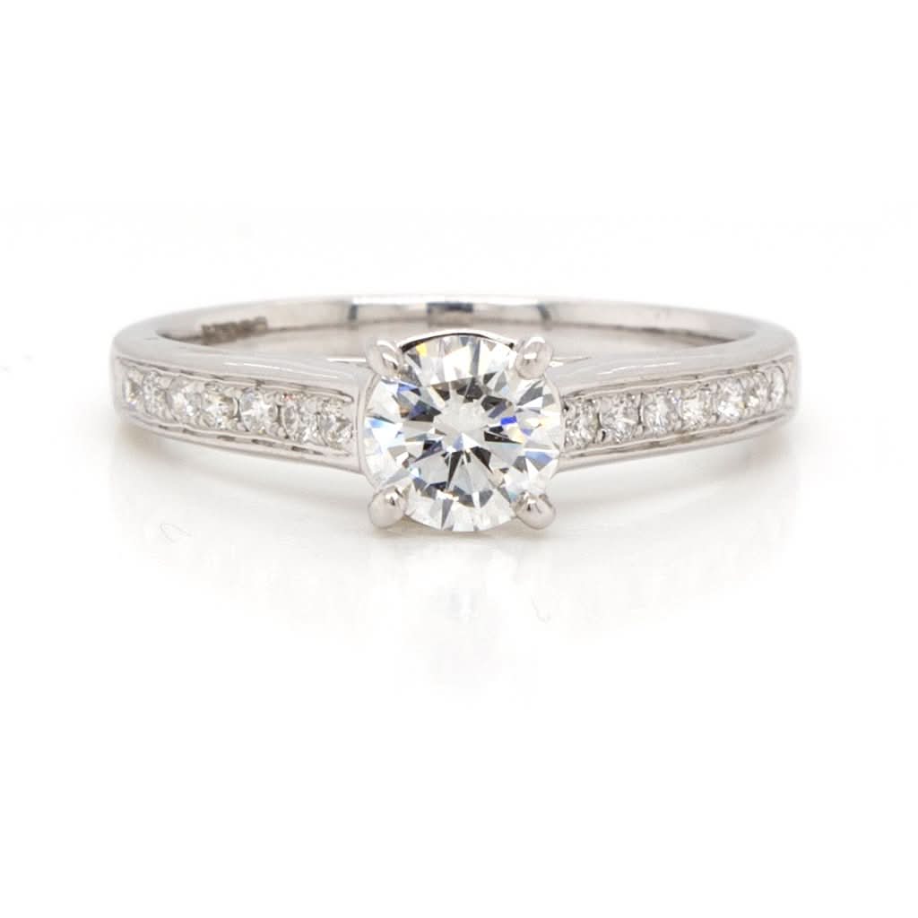 Ogden of Harrogate Jewellery An 18ct White Gold Diamond Single-Stone Ring with Diamond-set Shoulders, 0.55cts