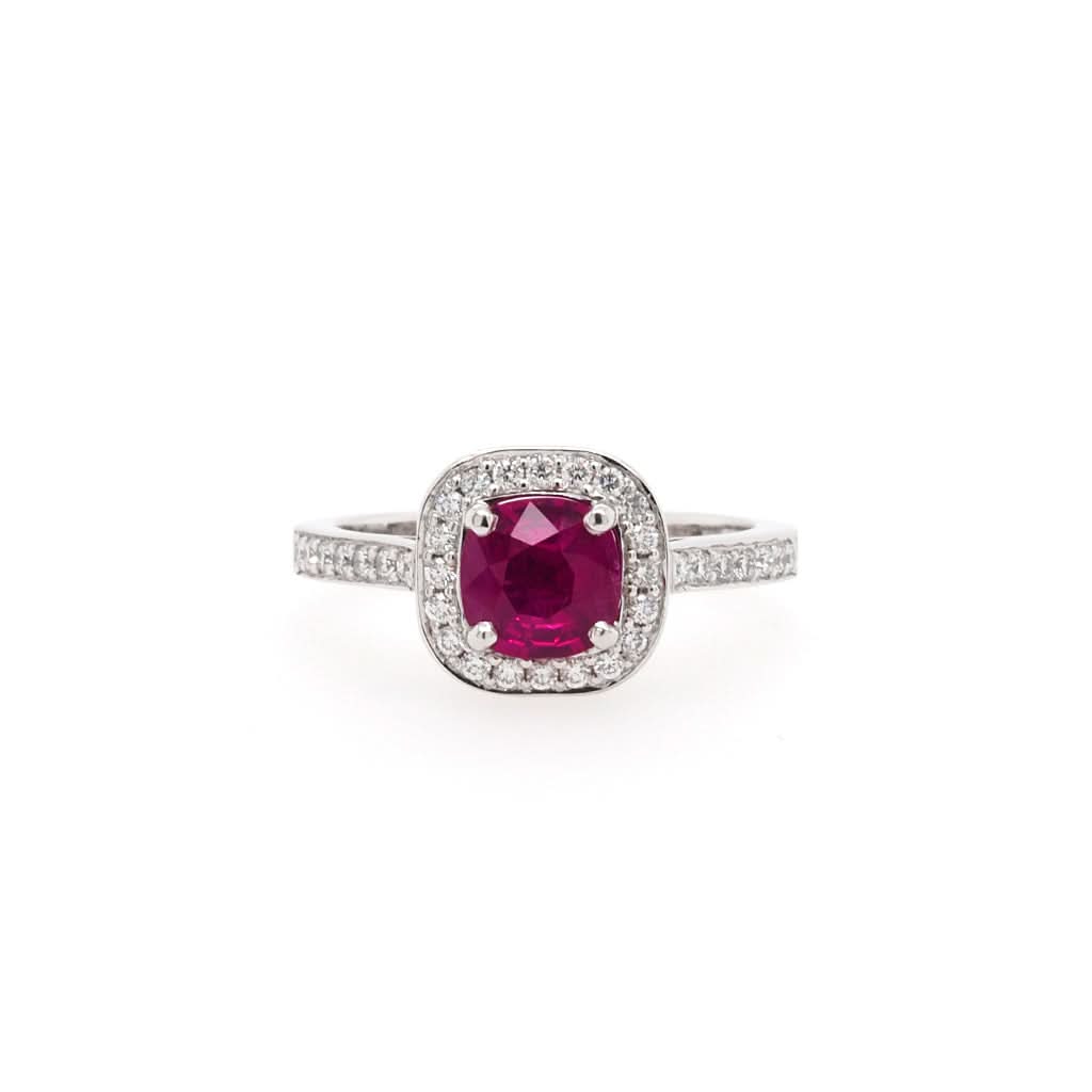 Ogden of Harrogate Jewellery An 18ct White Gold Ruby Cluster Ring