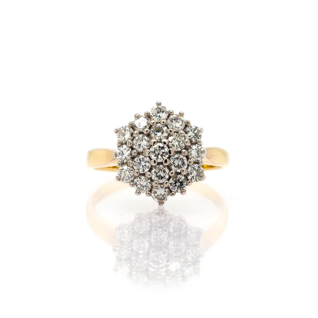 Ogden of Harrogate Jewellery An 18ct Yellow Gold 19-Diamond Cluster Ring