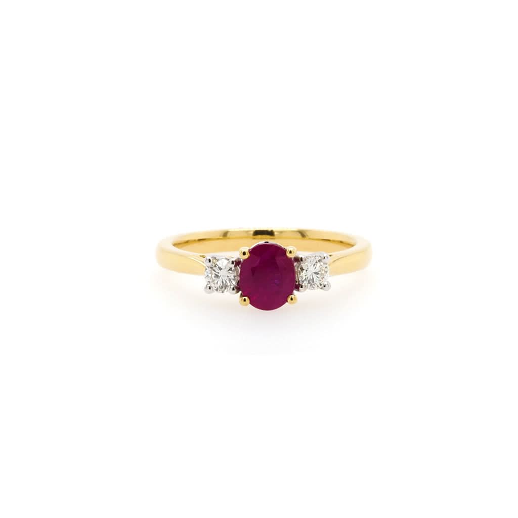 Ogden of Harrogate Jewellery An 18ct Yellow Gold Ruby and Diamond Ring