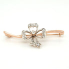 Ogden of Harrogate Jewellery An Art Nouveau Gold, Silver and Diamond Three Leaf Clover Bar Brooch, c.1910