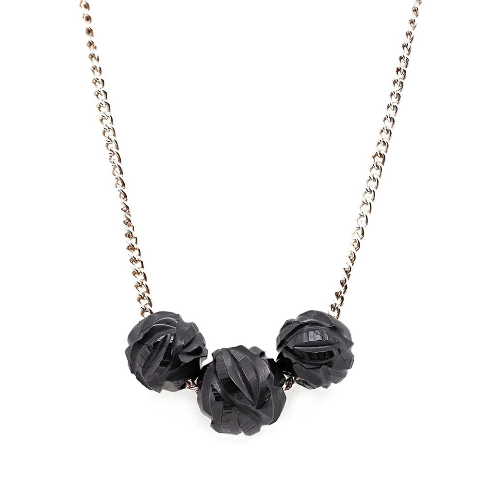 Ogden of Harrogate Jewellery Carved Jet, Beaded Necklace