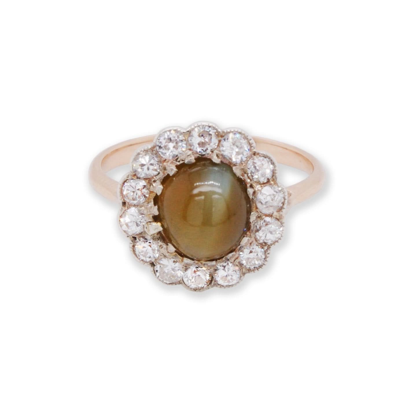 Ogden of Harrogate Jewellery Cat's Eye Chrysoberyl Cluster Ring