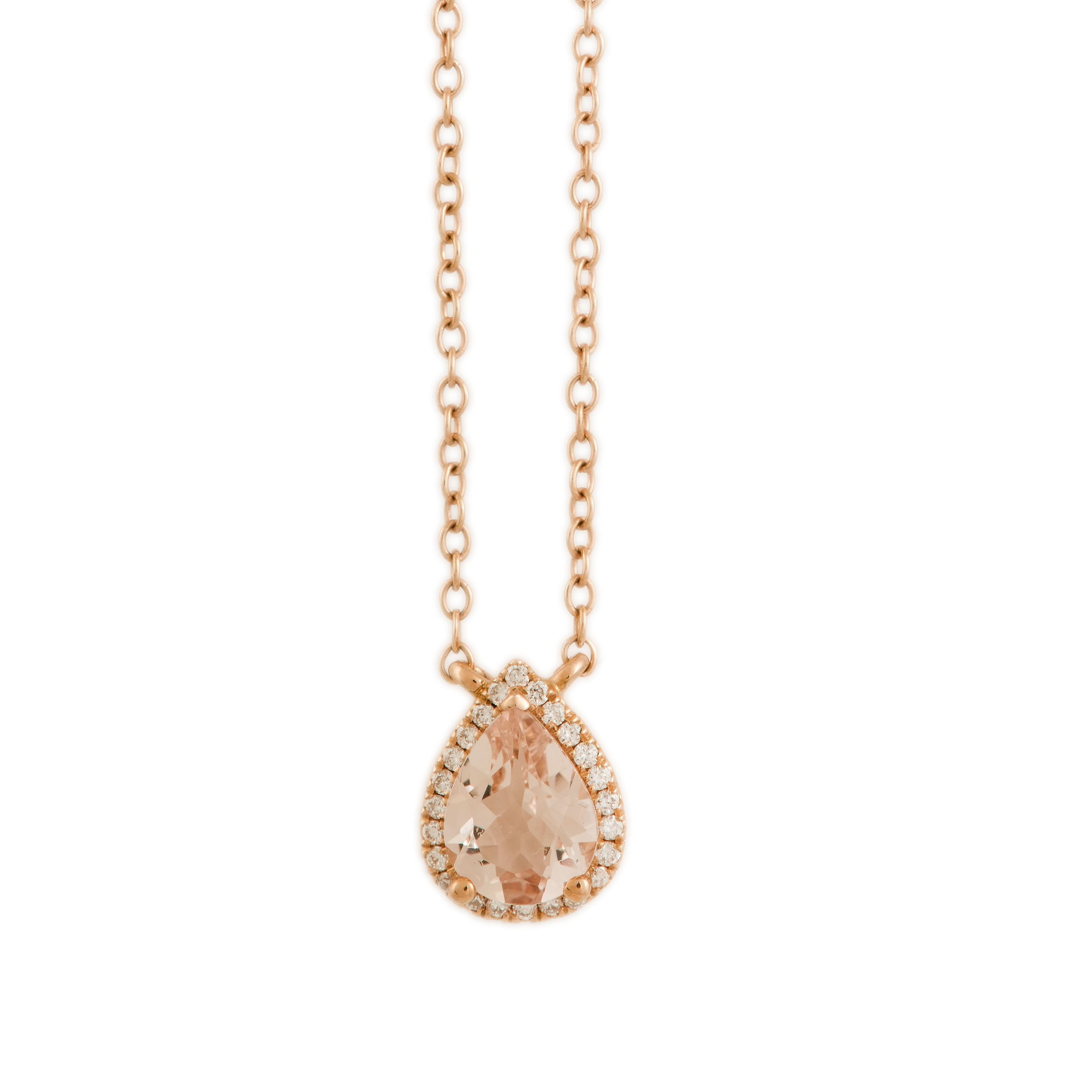Ogden of Harrogate Jewellery Morganite and Diamond Cluster Pendant