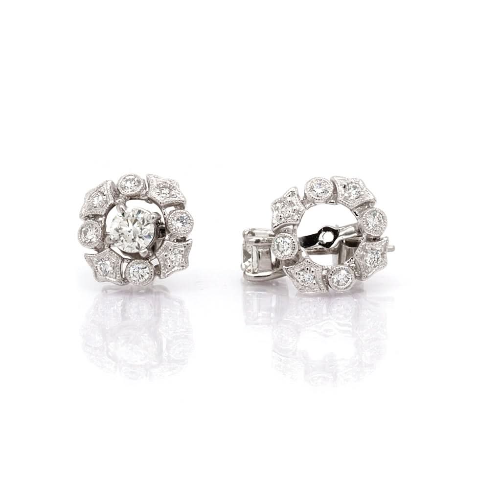 Ogden of Harrogate Jewellery Pair of 18ct White Gold and Diamond Collars for Diamond or Pearl Stud Earrings