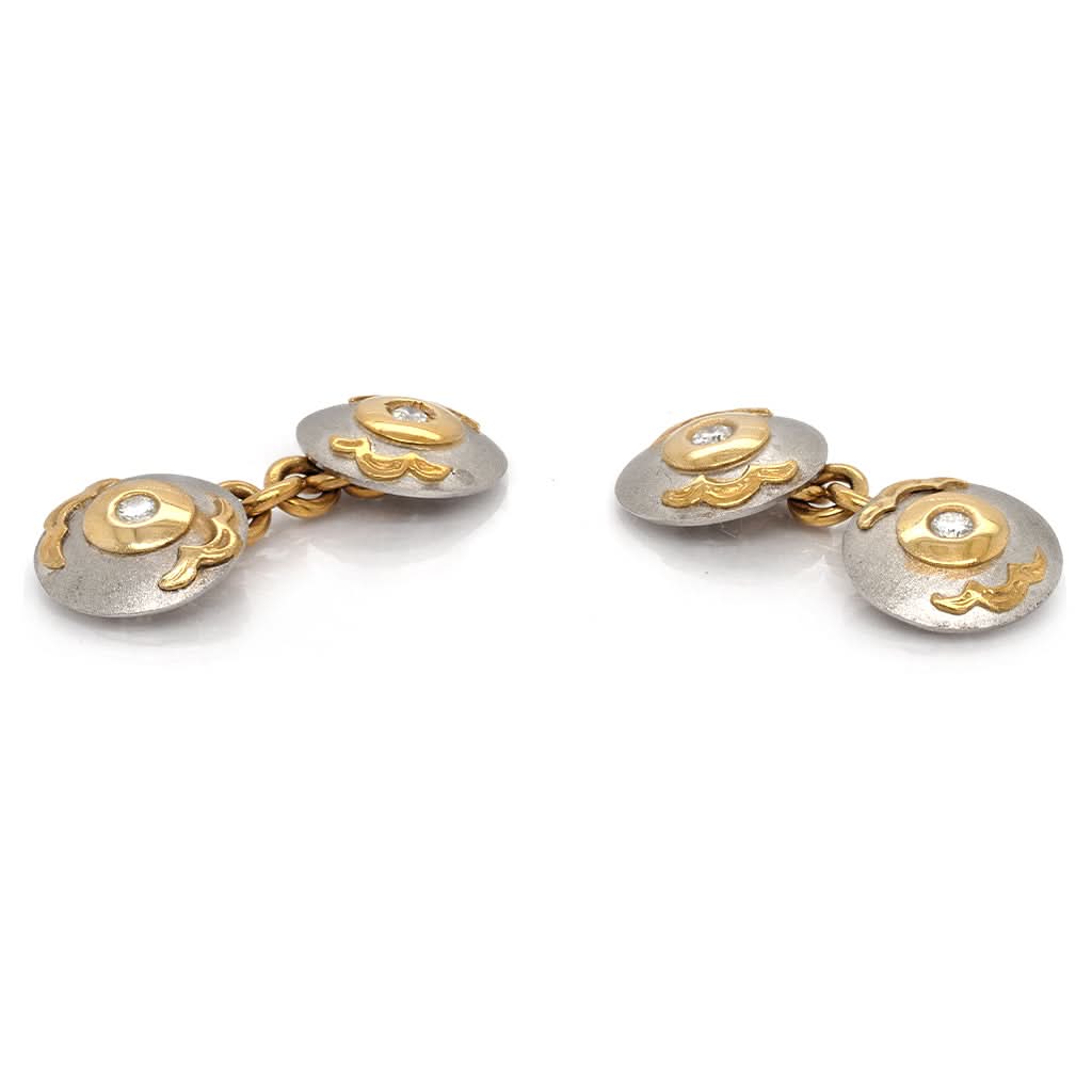 Ogden of Harrogate Jewellery Platinum and 18ct Gold, Diamond Set Cufflinks