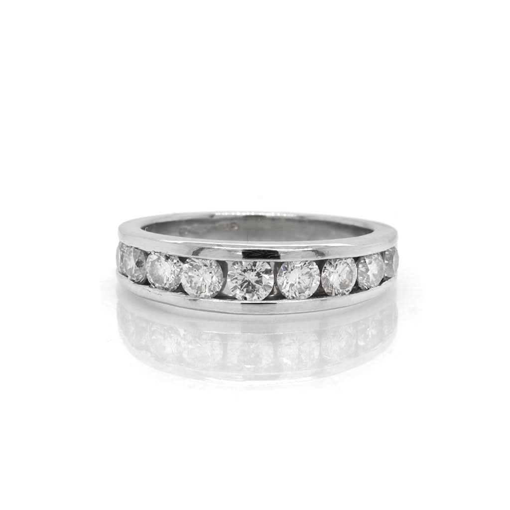 Ogden of Harrogate Jewellery Platinum Channel-Set Diamond Half Eternity Ring, 1.0cts