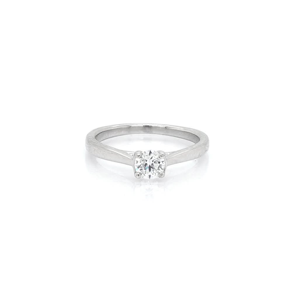 Ogden of Harrogate Jewellery Platinum Claw Set Square Diamond Solitaire Ring with Diamond Set Shoulders