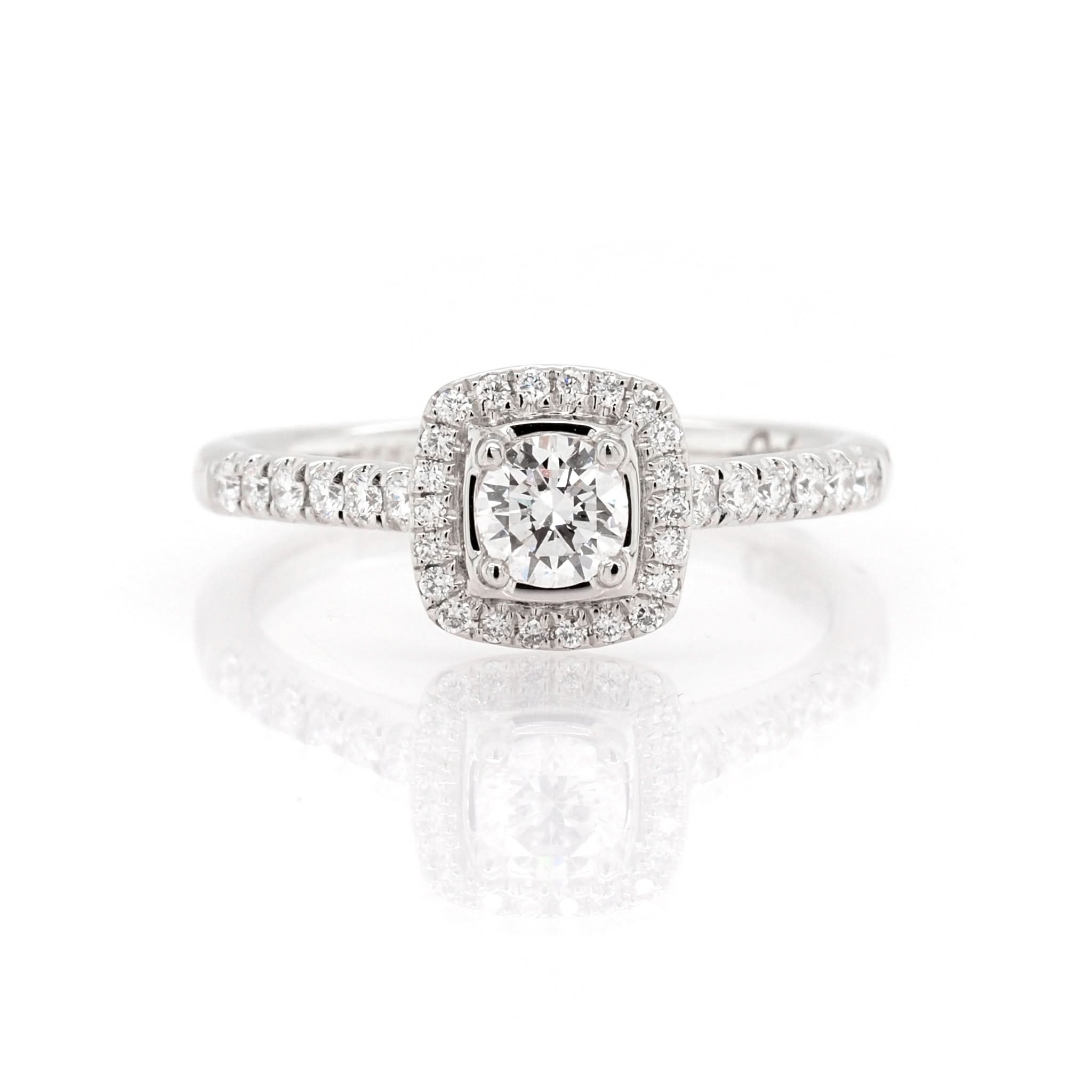 Ogden of Harrogate Jewellery Platinum Diamond Cluster Ring with Diamond Set Shoulders