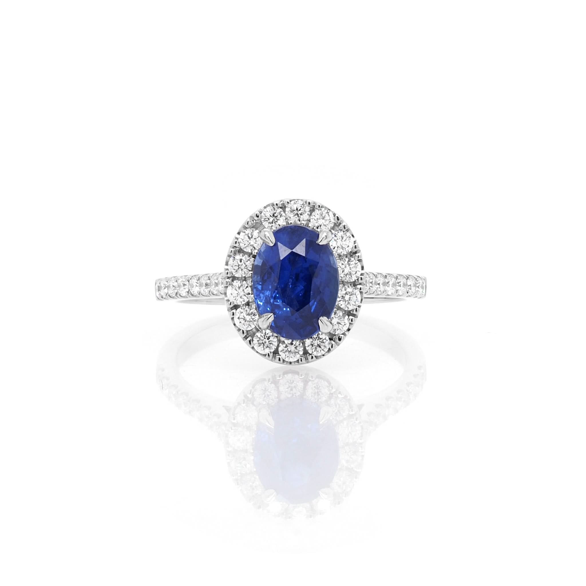 Ogden of Harrogate Jewellery Platinum Oval Sapphire Cluster Ring