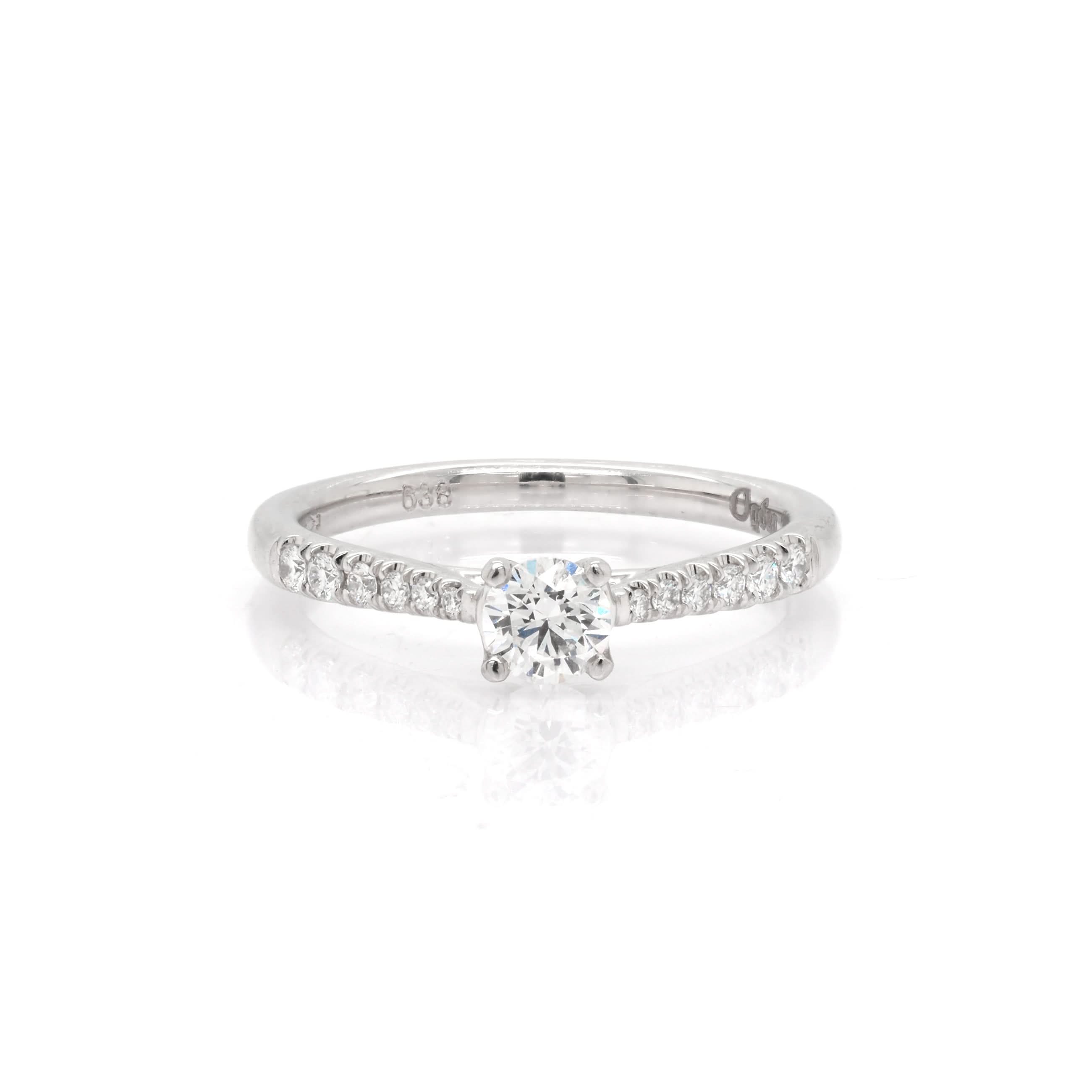 Ogden of Harrogate Jewellery Platinum Scalloped-Set Solitaire Ring With Diamonds-Set Shoulders