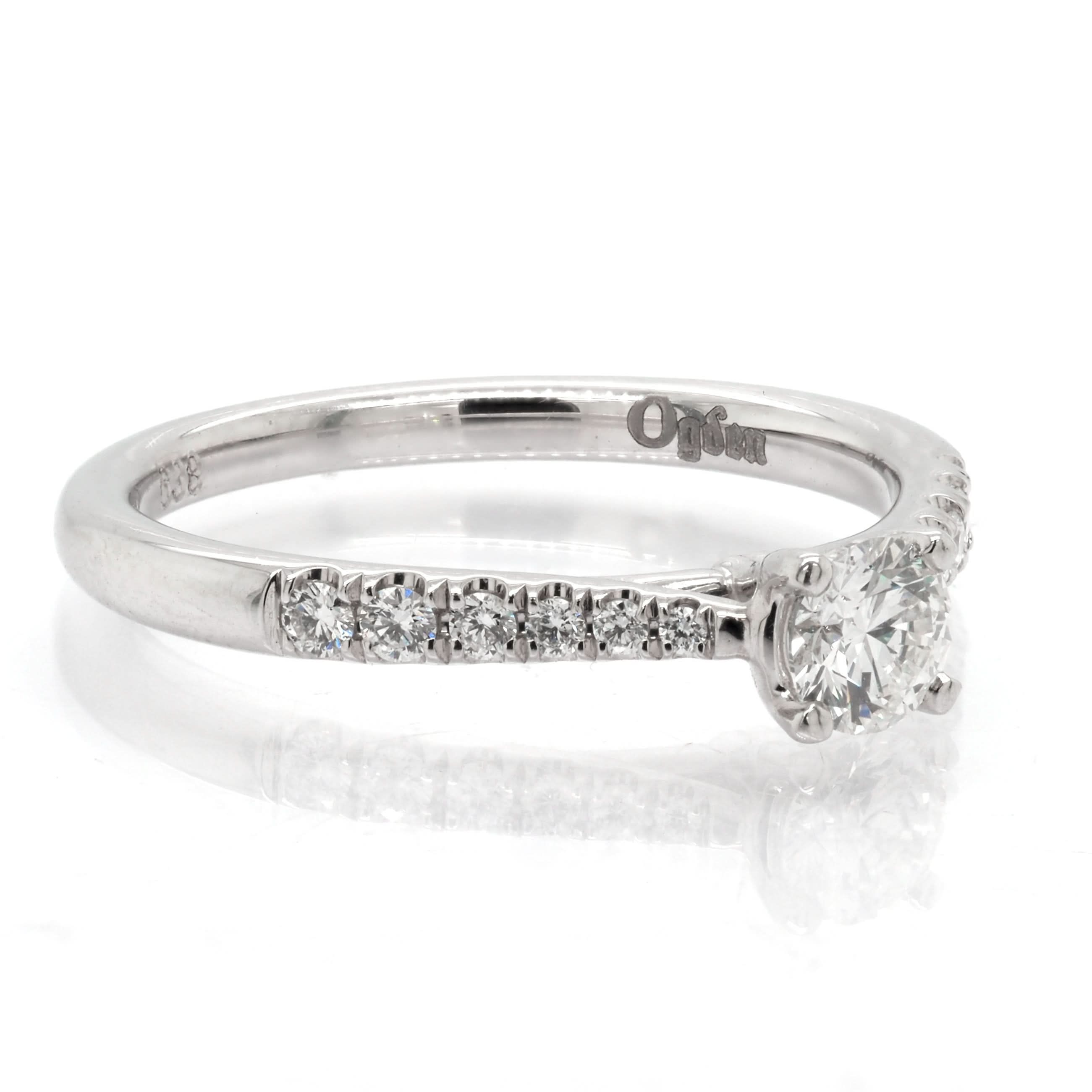 Ogden of Harrogate Jewellery Platinum Scalloped-Set Solitaire Ring With Diamonds-Set Shoulders