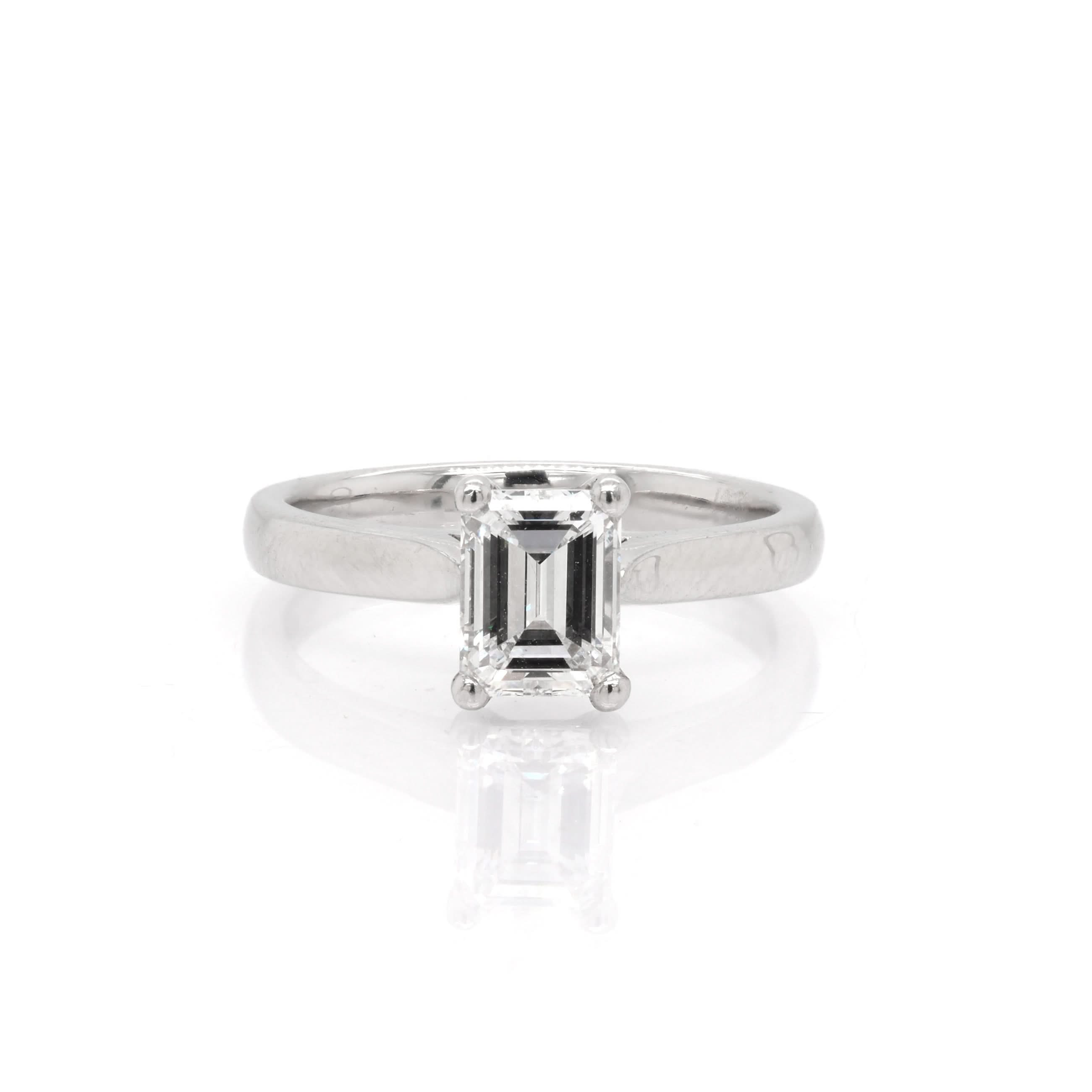 Ogden of Harrogate Jewellery Platinum Single-Stone Emerald-Cut Diamond Solitaire Ring