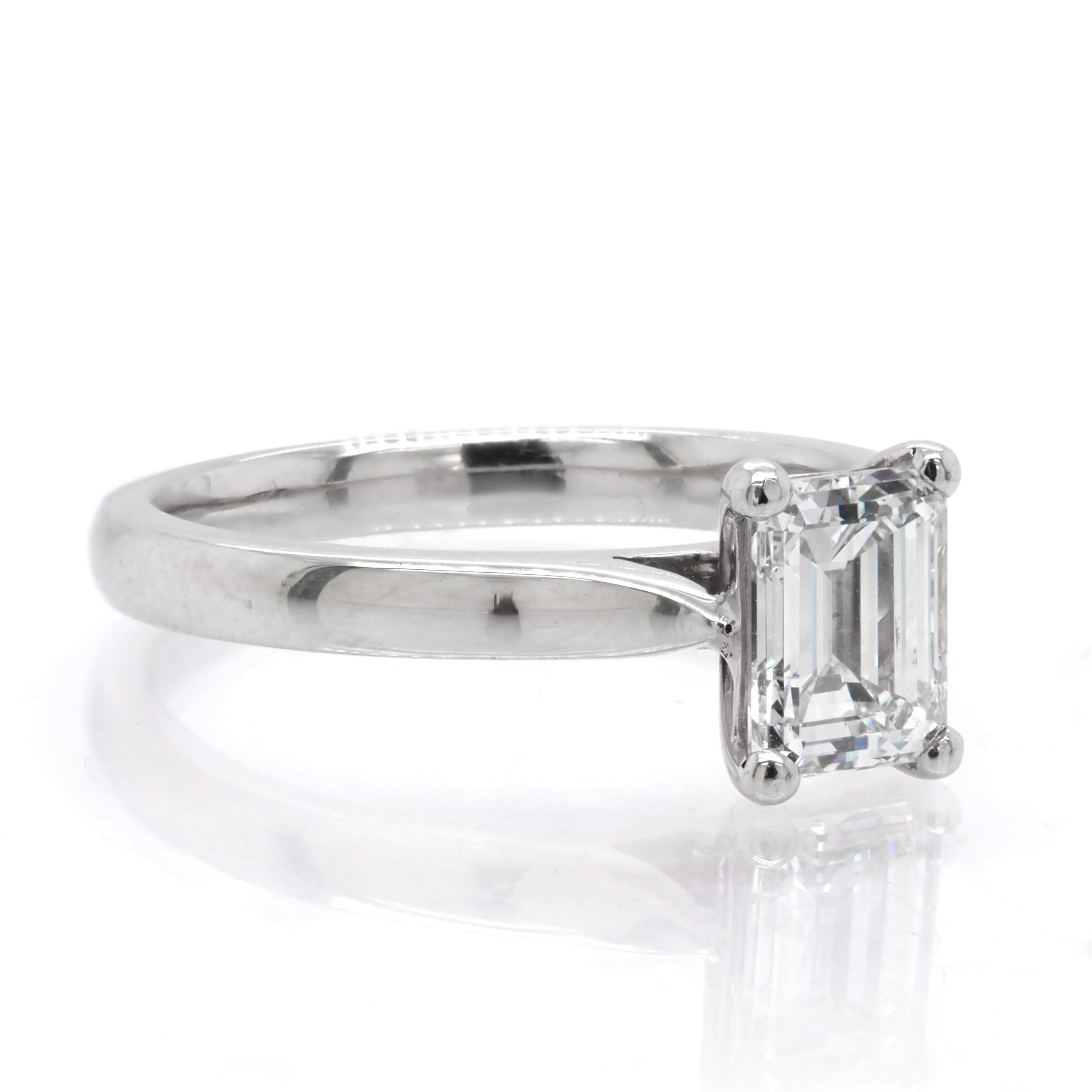 Ogden of Harrogate Jewellery Platinum Single-Stone Emerald-Cut Diamond Solitaire Ring