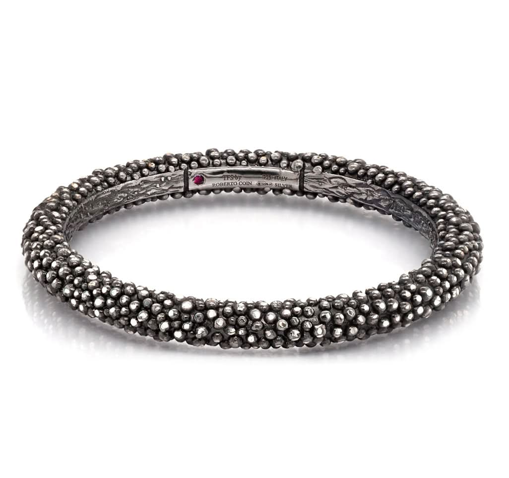 Ogden of Harrogate Jewellery Roberto Coin Silver Black Beaded Bangle