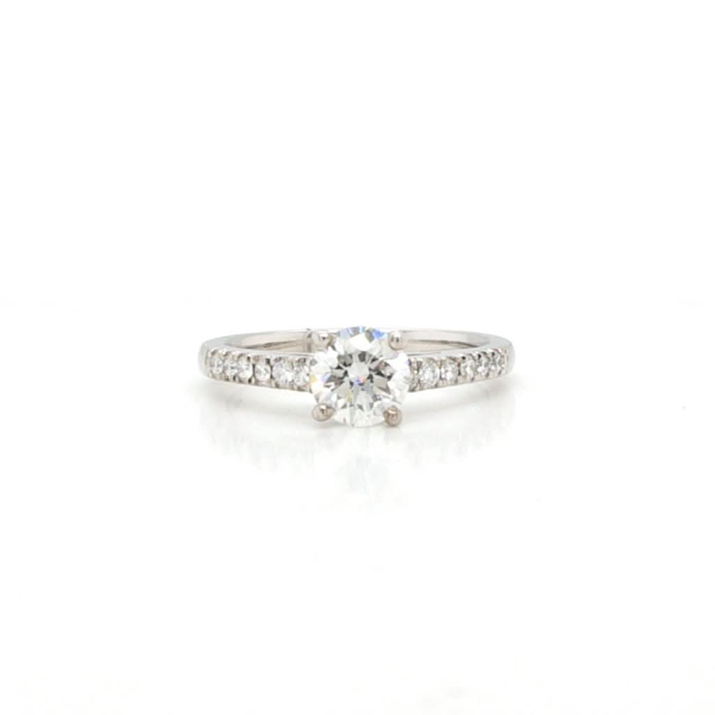 Ogden of Harrogate Jewellery Rosina® A Platinum Single-Stone Diamond Ring with Diamond-set Shoulders