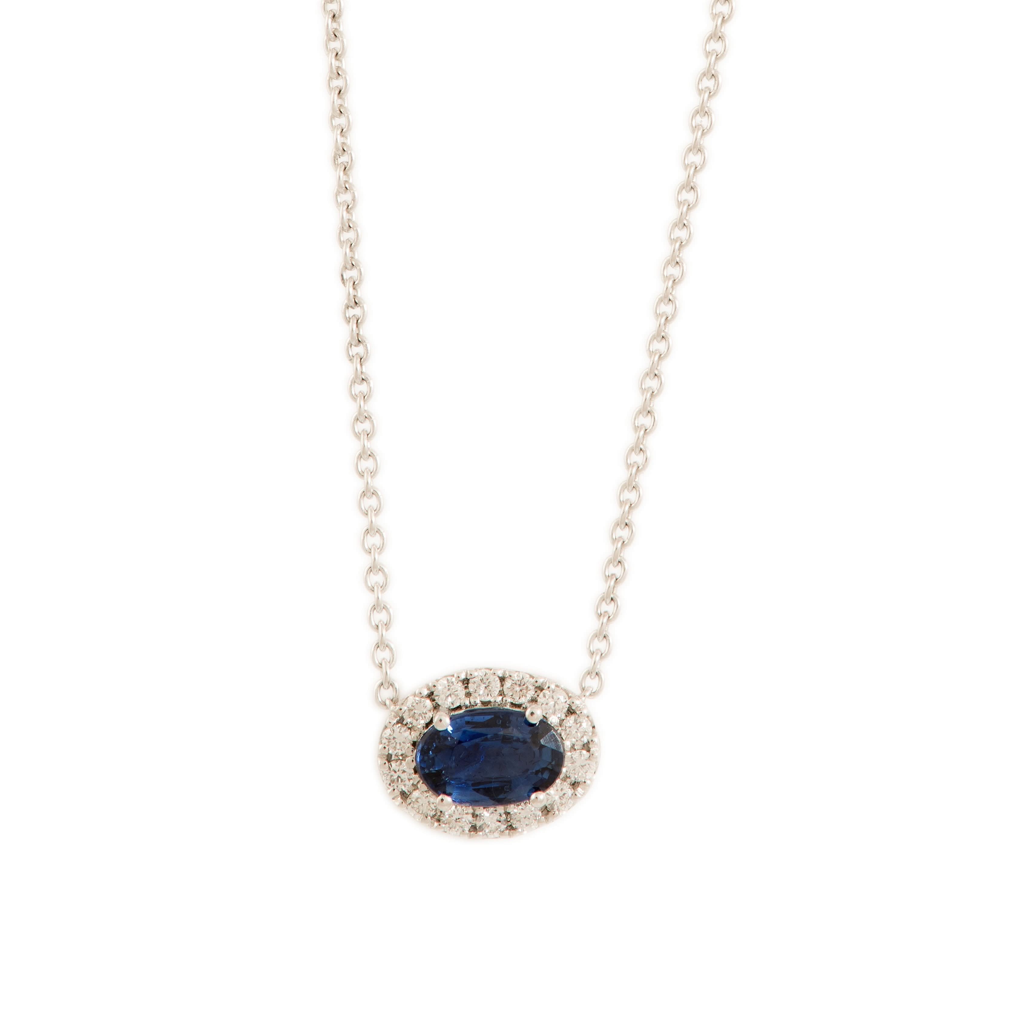 Ogden of Harrogate Jewellery Sapphire and Diamond Cluster Pendant