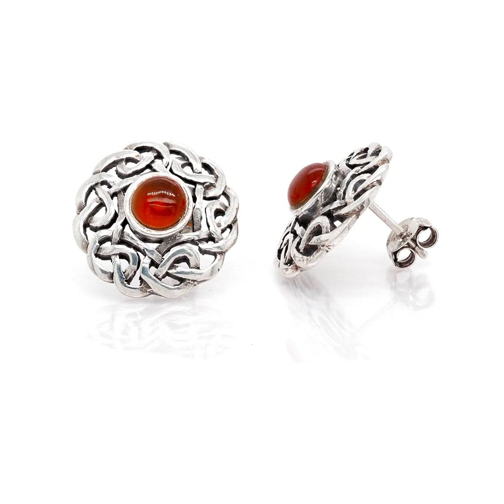Ogden of Harrogate Jewellery Silver Celtic Agate Stud Earrings