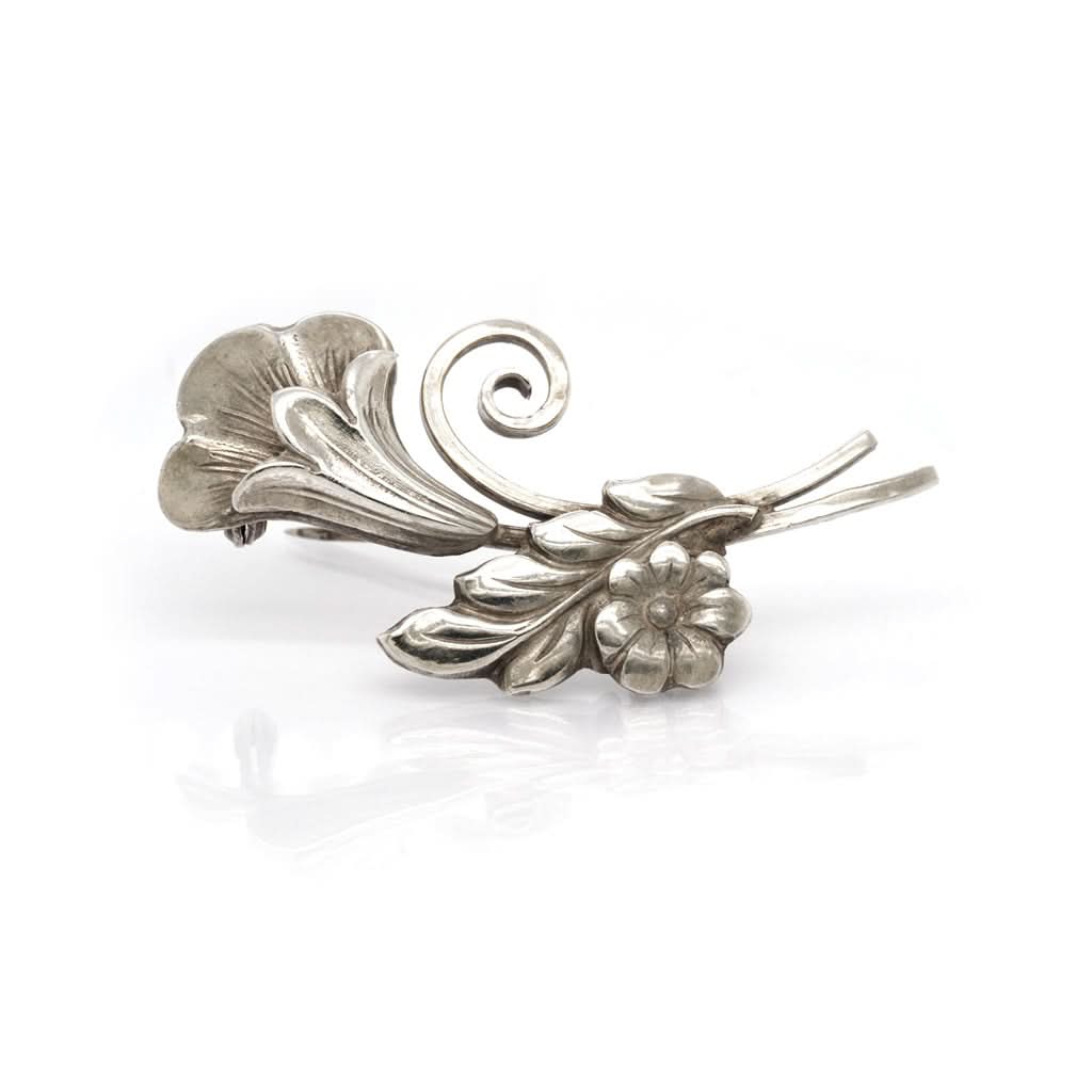 Ogden of Harrogate Jewellery Silver Flower Spray Swedish Brooch