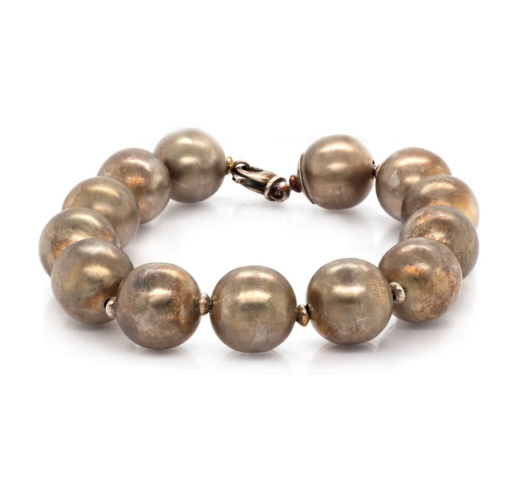 Ogden of Harrogate Jewellery Silver Matte Ball Bracelet