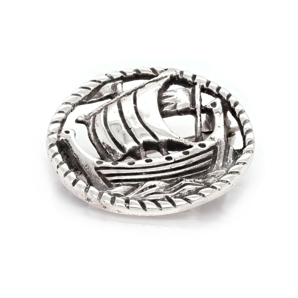 Ogden of Harrogate Jewellery Silver Viking Ship Brooch