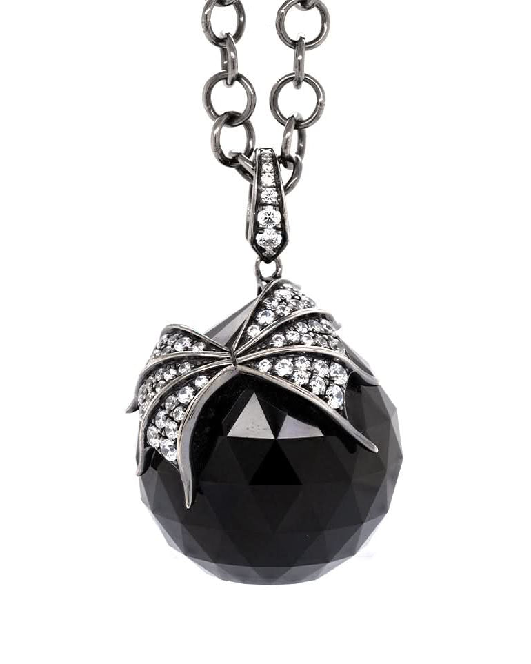 Ogden of Harrogate Jewellery Stephen Webster Black Jet Crystal Ball Pendant with Cubic Zirconia Butterfly