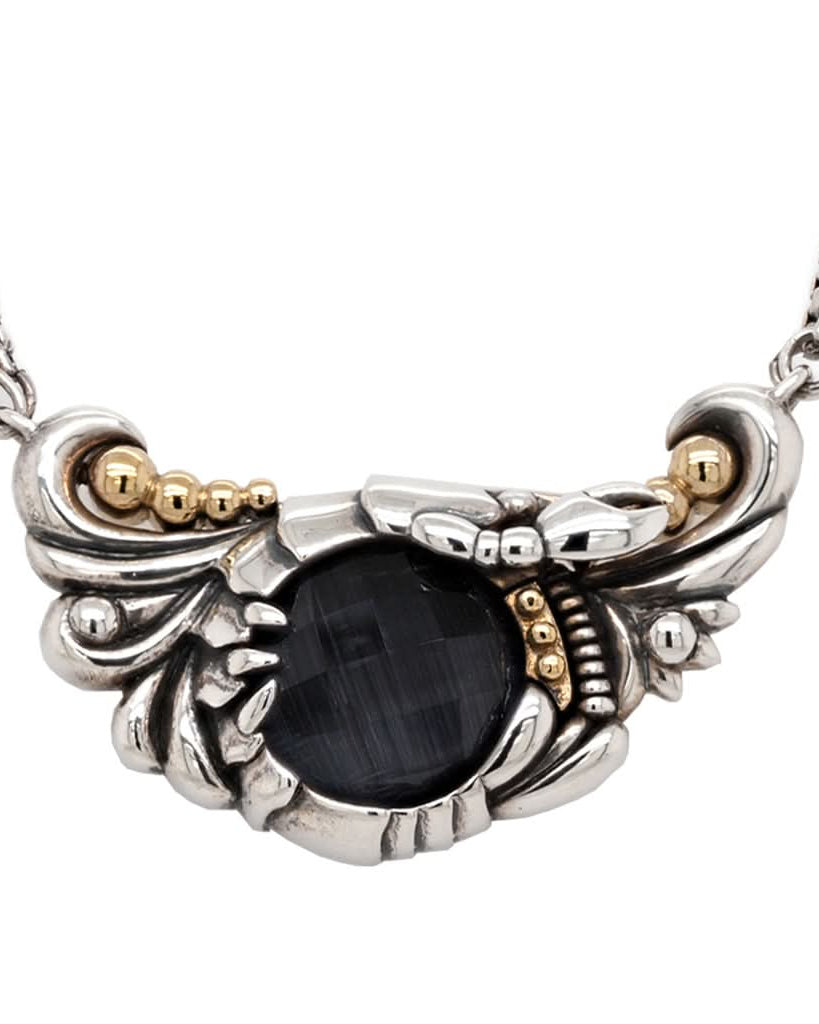 Ogden of Harrogate Jewellery Stephen Webster Silver Necklace with Cat's Eye Crystal and Shrimp Detailed Pendant