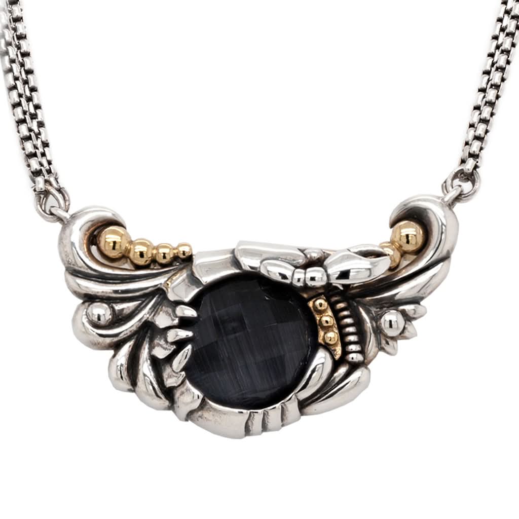 Ogden of Harrogate Jewellery Stephen Webster Silver Necklace with Cat's Eye Crystal and Shrimp Detailed Pendant